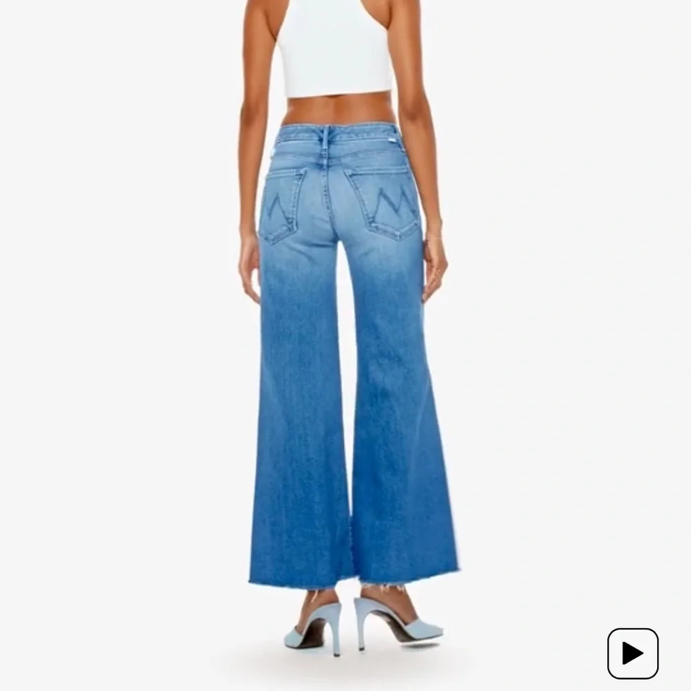 MOTHER Two-Tone Light to Mid Blue Wide-Leg Jeans - Picture 2 of 9
